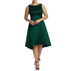 Alfred Sung High Low Cocktail Dress Womens Size 16 Hunter Green D697